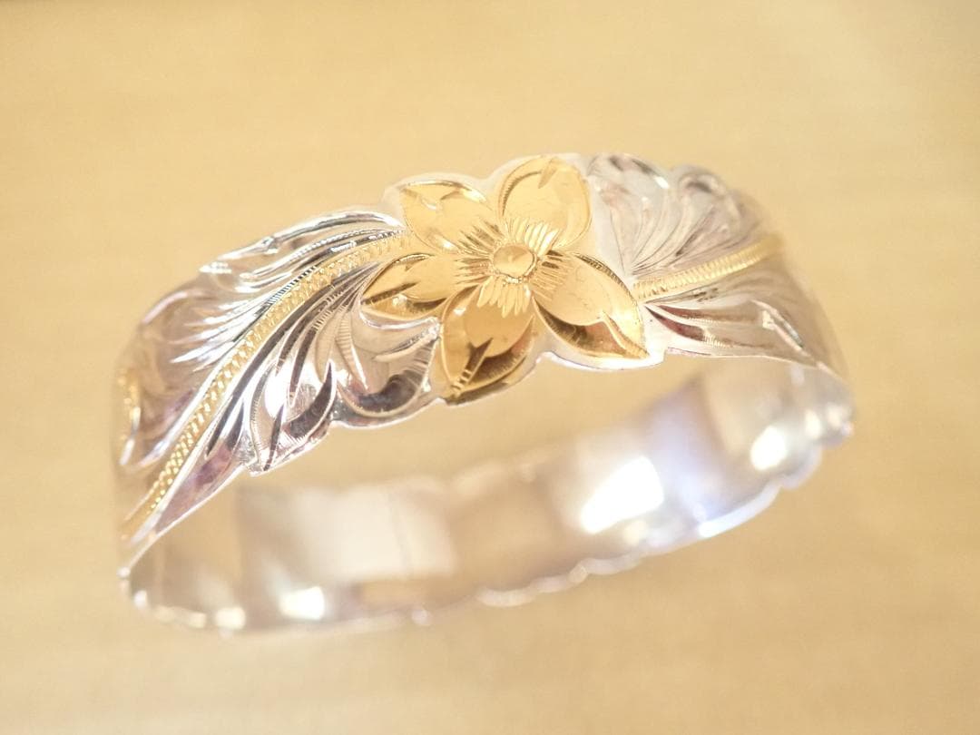 ハワイアンジュエリー SILVER925 ブレスレット プルメイリア彫刻