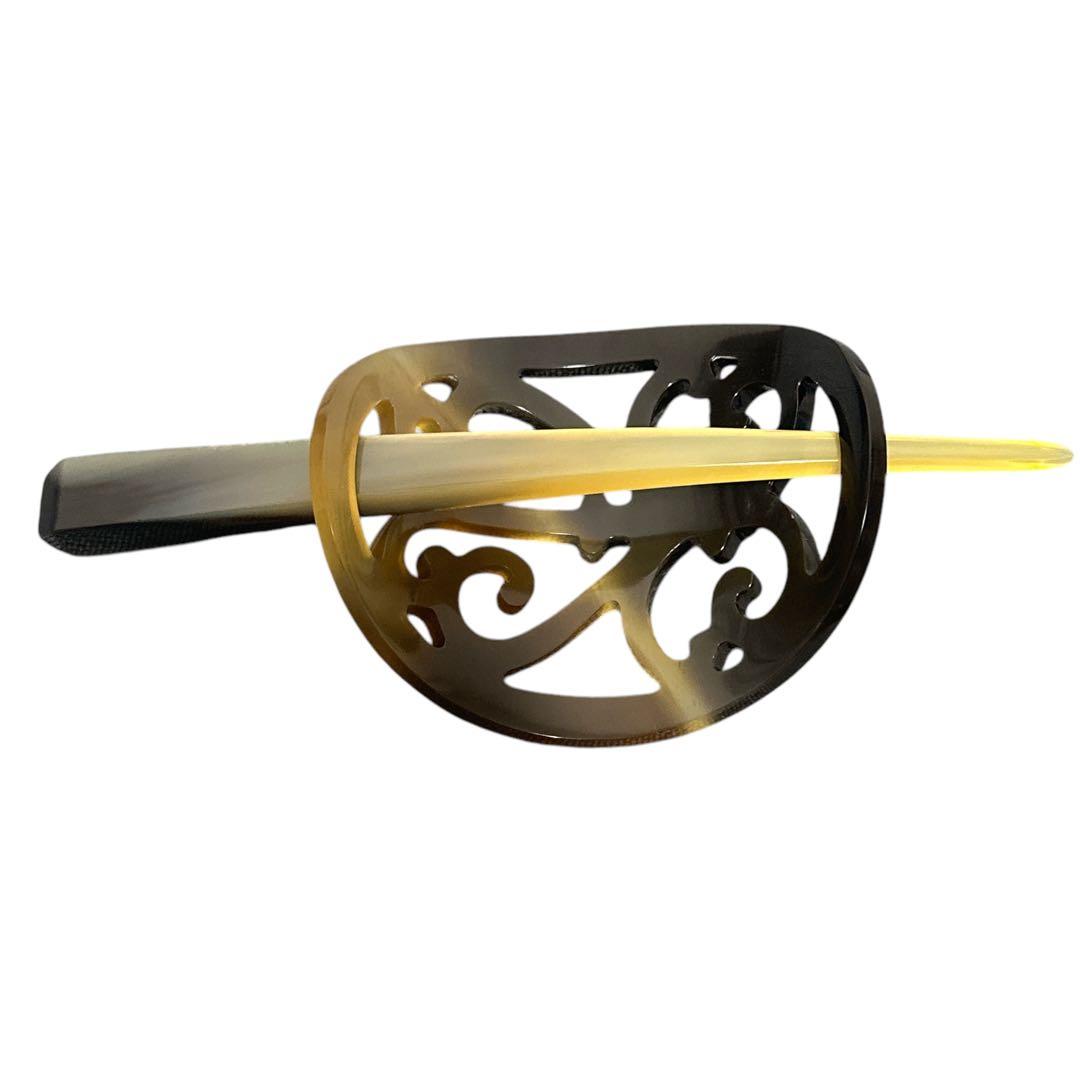 お買い得品✨ ロカイユ バッファローホーン髪飾り ブラウン ヘアアクセ エルメス