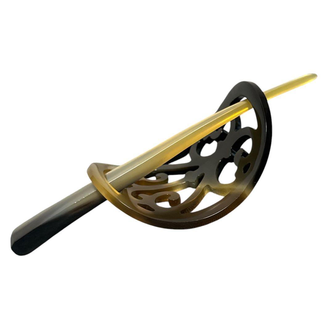 お買い得品✨ ロカイユ バッファローホーン髪飾り ブラウン ヘアアクセ エルメス