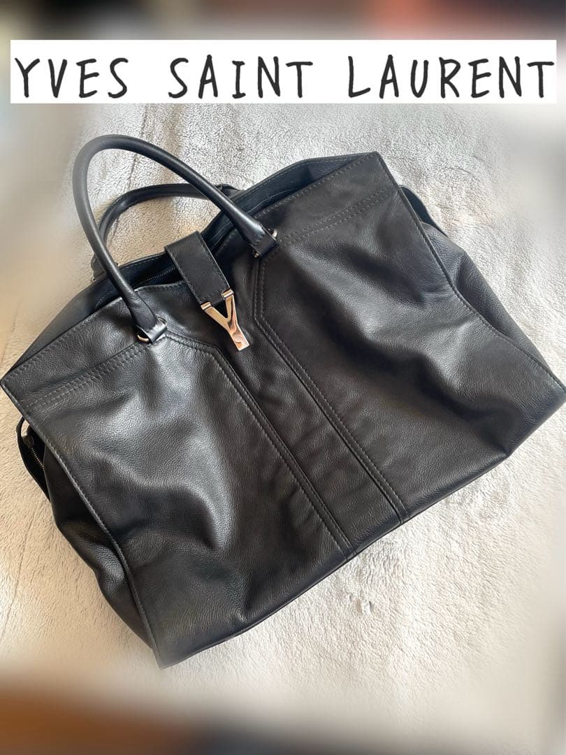 Yves Saint Laurent 黒 レザー ボストンバッグ