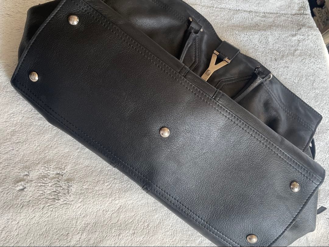 Yves Saint Laurent 黒 レザー ボストンバッグ