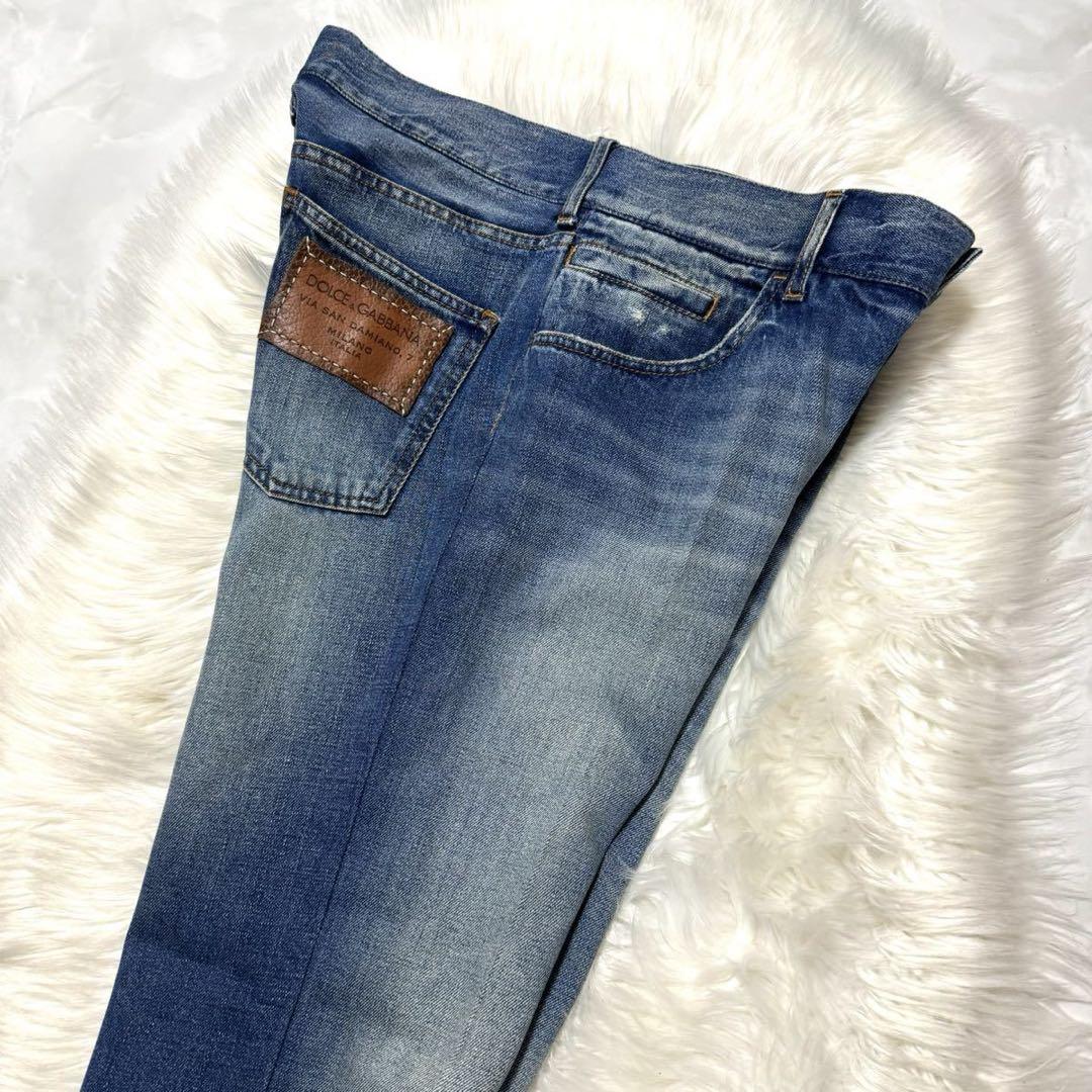 ルックブック掲載 ドルチェ&ガッバーナ レザーパッチ デニム パンツ ジーンズ