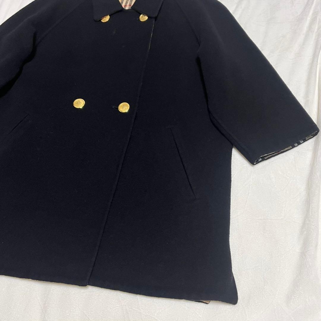 希少✨ バーバリーズ リバーコート カシミヤ混 ノバチェック 9 金ボタン 黒