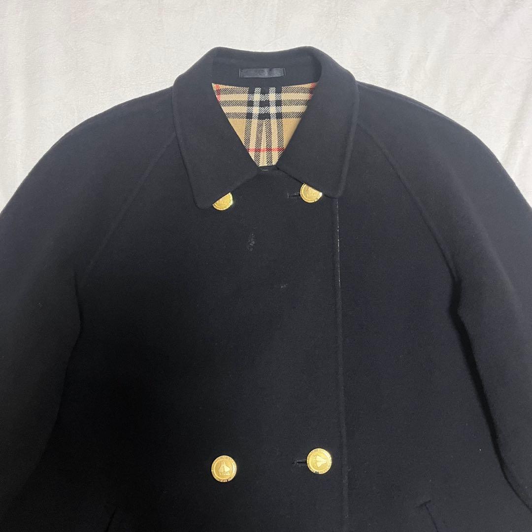 希少✨ バーバリーズ リバーコート カシミヤ混 ノバチェック 9 金ボタン 黒