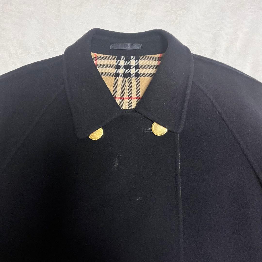 希少✨ バーバリーズ リバーコート カシミヤ混 ノバチェック 9 金ボタン 黒