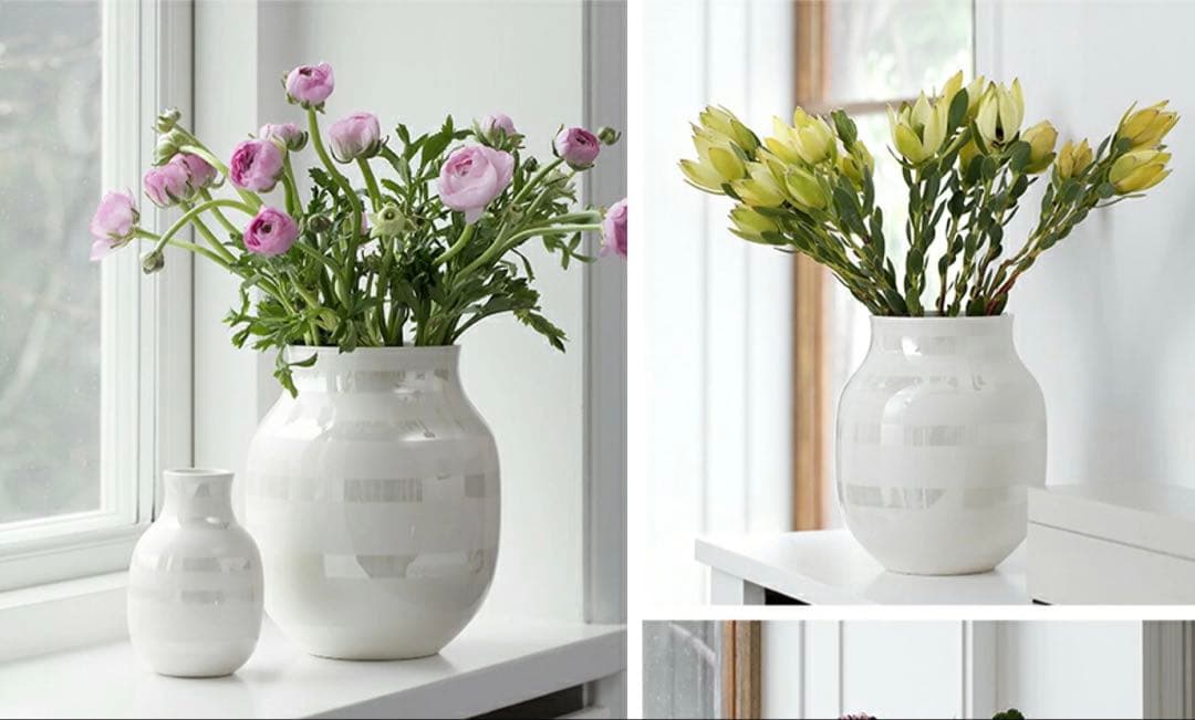 美品 Kähler Omaggio Mサイズ パール ホワイト花瓶 オマジオ