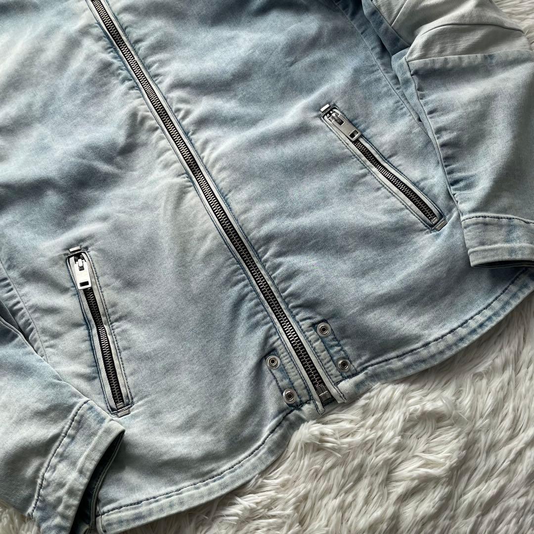 美品✨ディーゼル　デニム　ライダースジャケット　ジョグジーンズ　水色　L相当