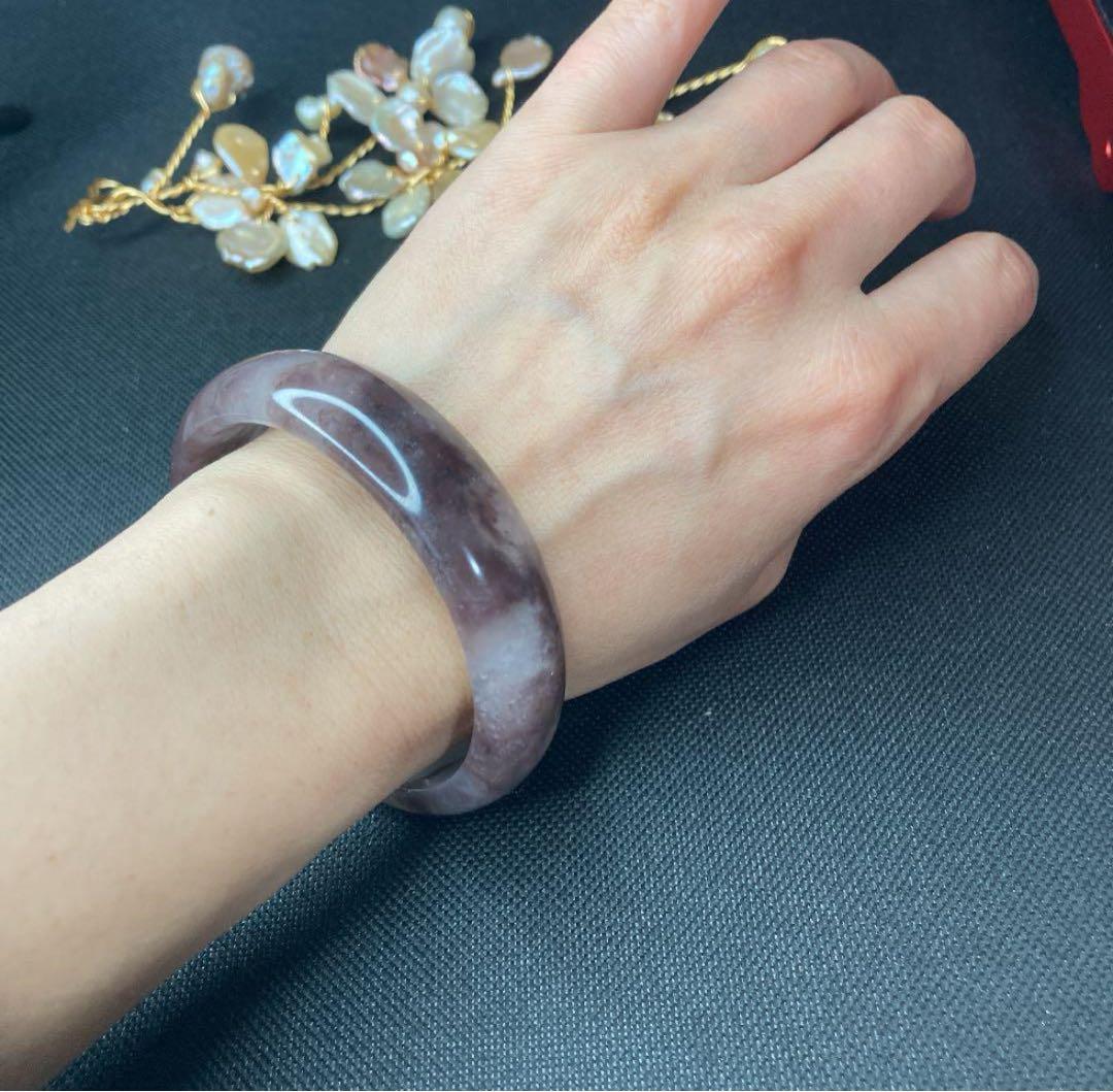 天然和田玉紫バングル