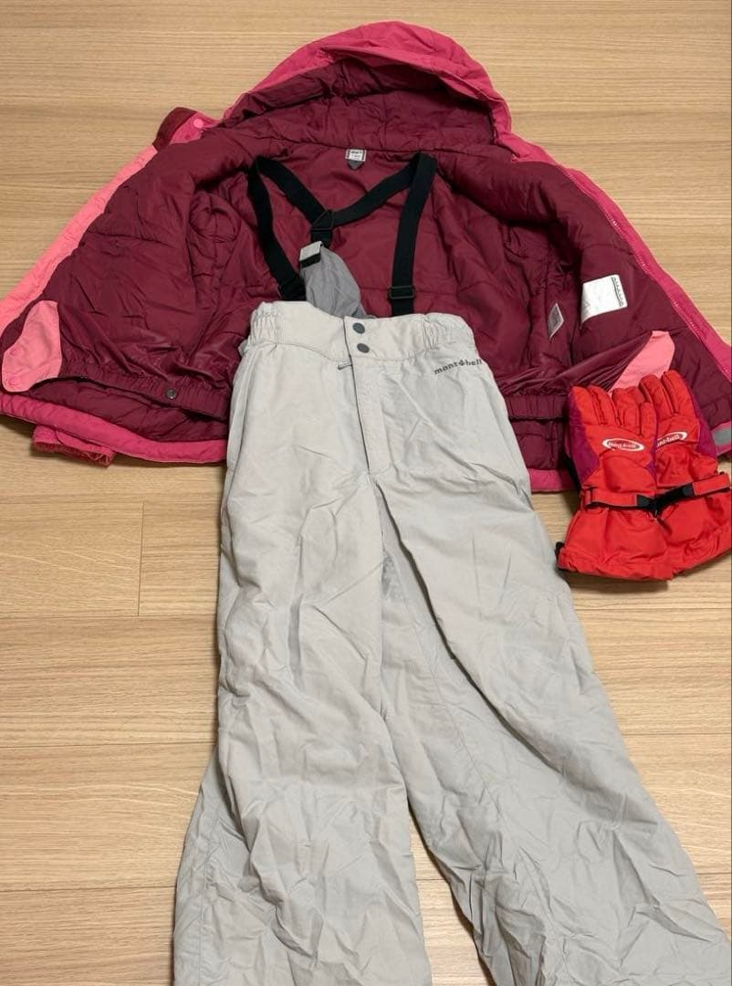 モンベル　スキーウェア上下&手袋　150cm
