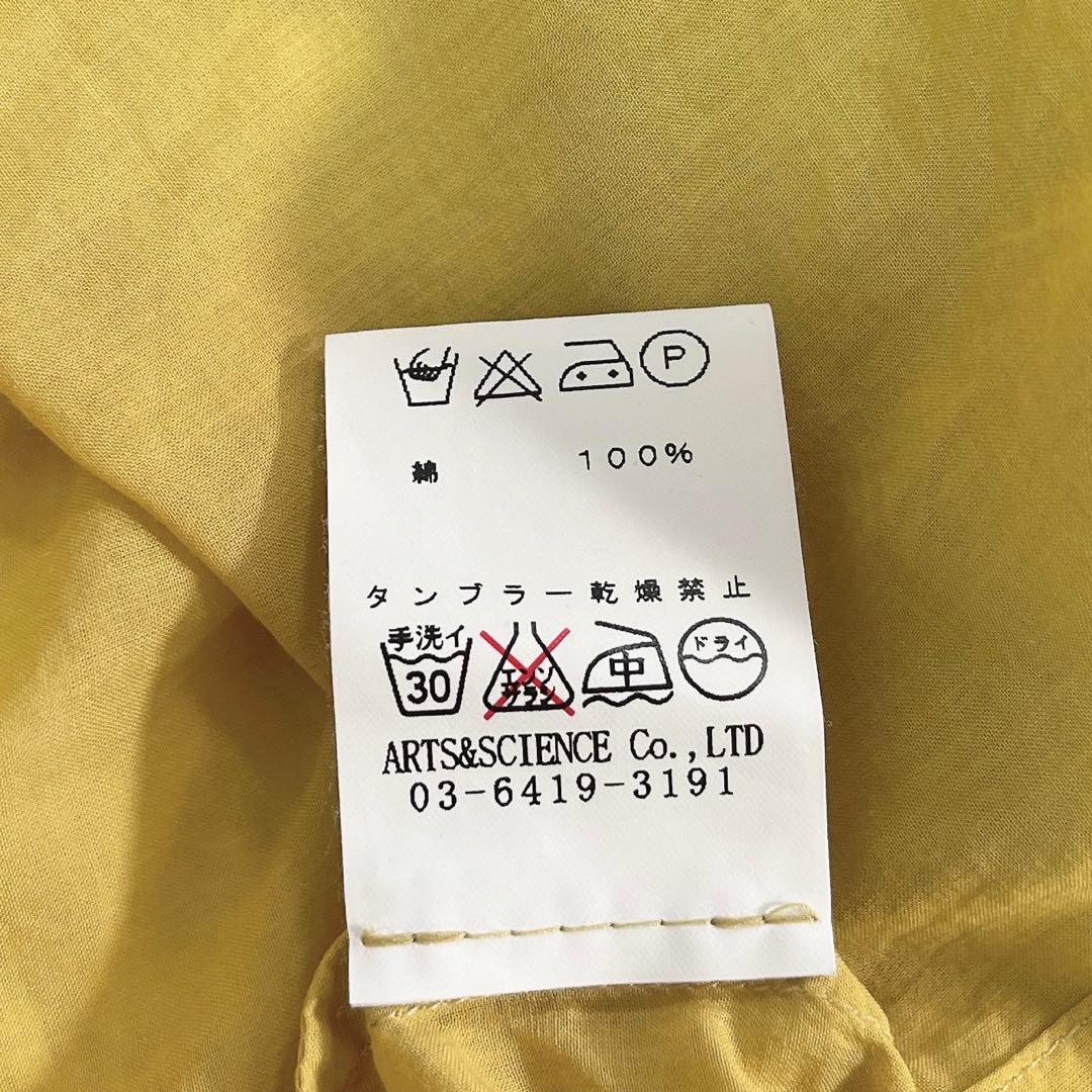 アーツアンドサイエンス　コットン　vネック チュニック　トップス　マスタード