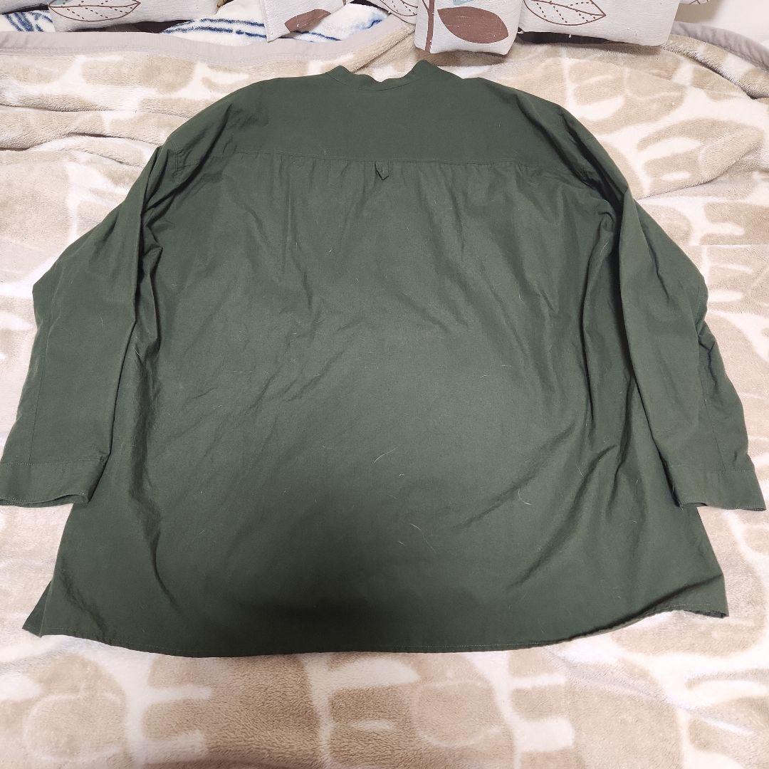 HUIS 遠州織物 015 オーガニックコットンバンドカラーオーバーシャツ