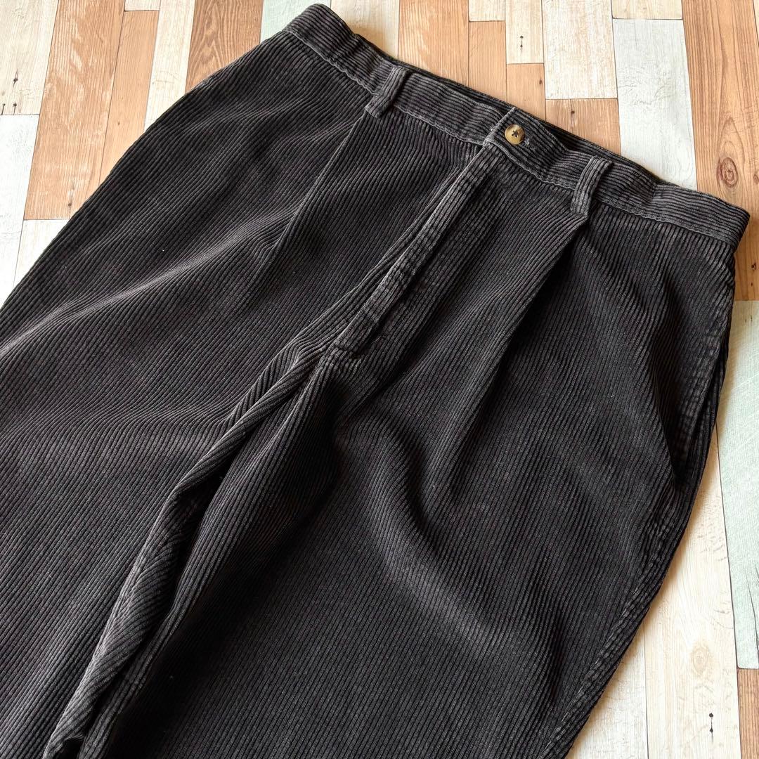 【USA製】90s LANDS'END 太畝コーデュロイパンツ 黒 W33L28