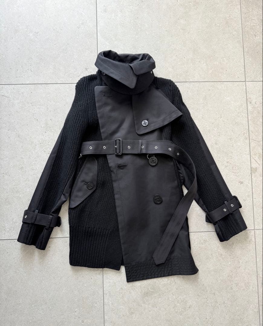 sacai 15万 21A/W ウールトレンチドッキングコート