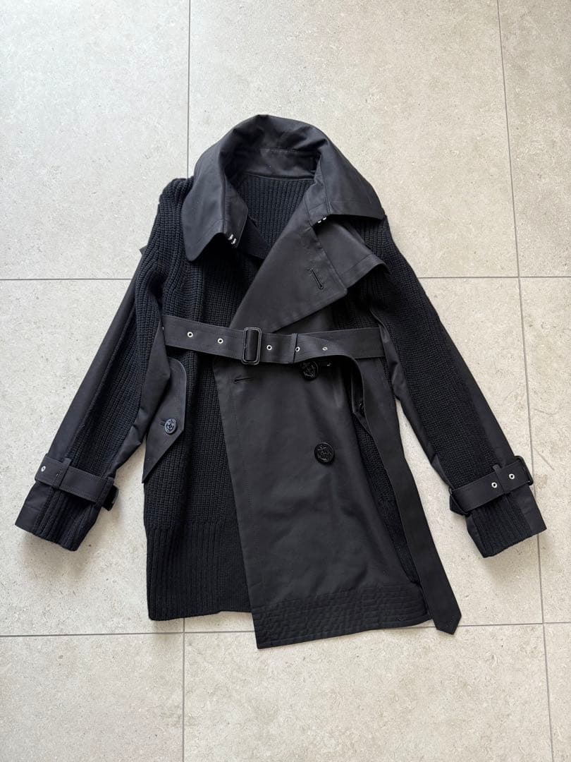 sacai 15万 21A/W ウールトレンチドッキングコート