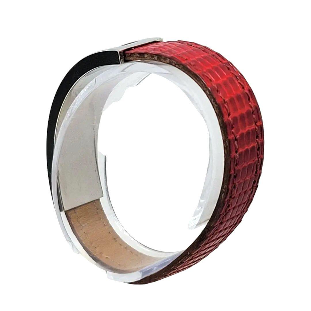 そら様HERMES バングル ブレスレット レザー プスプス レッド シルバー
