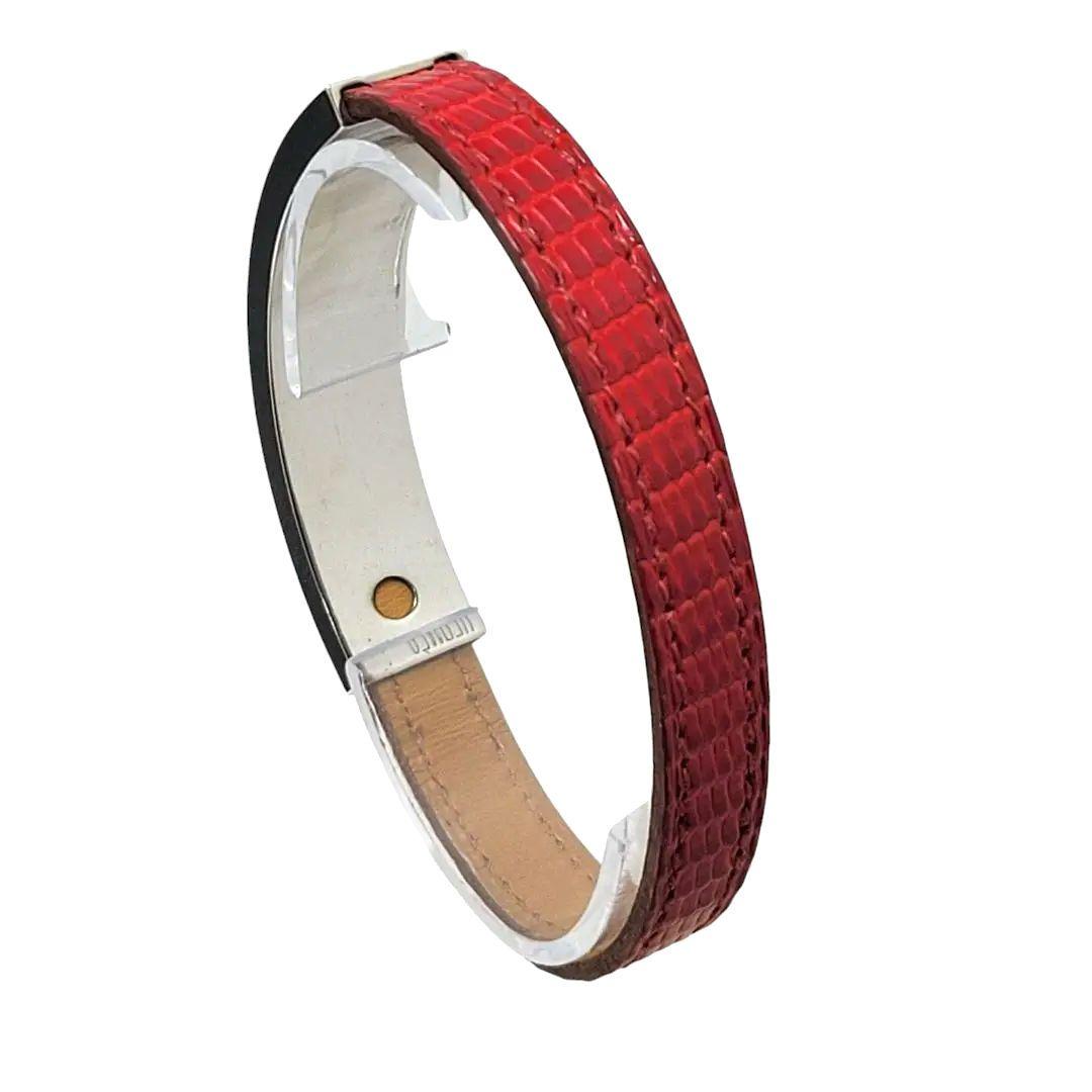 そら様HERMES バングル ブレスレット レザー プスプス レッド シルバー
