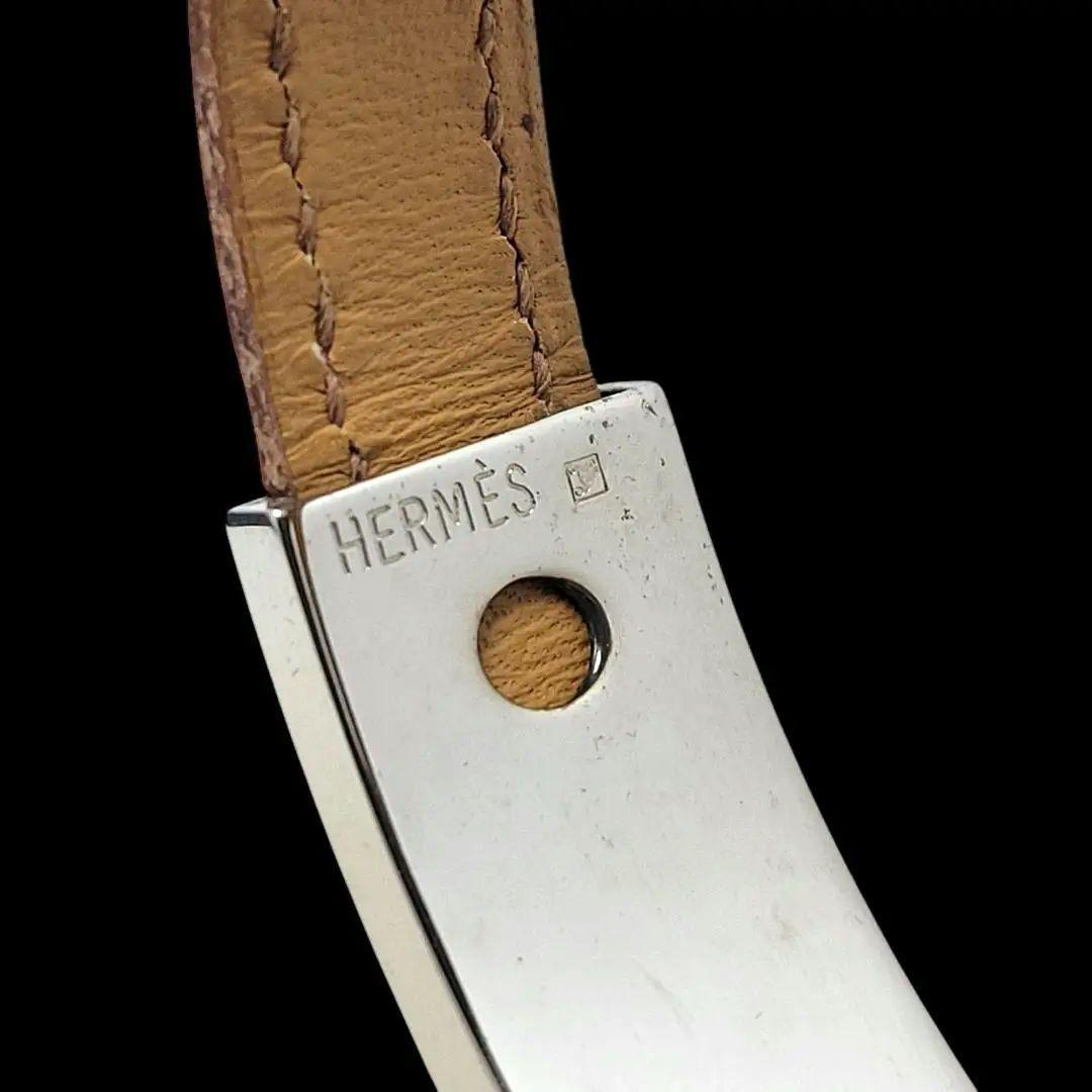そら様HERMES バングル ブレスレット レザー プスプス レッド シルバー