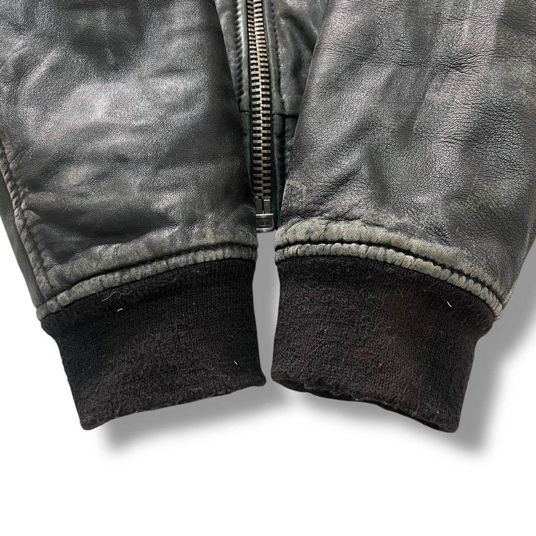 Schott ボンバージャケット レディース ラムレザー M 黒 古着 00s