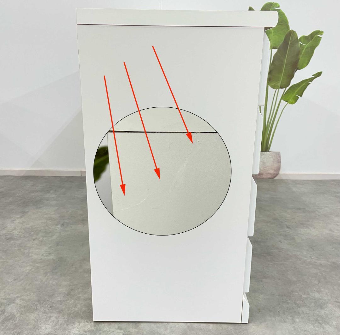 幅120cm ホワイトローチェスト リビング収納　ウッドチェスト大川家具 傷あり