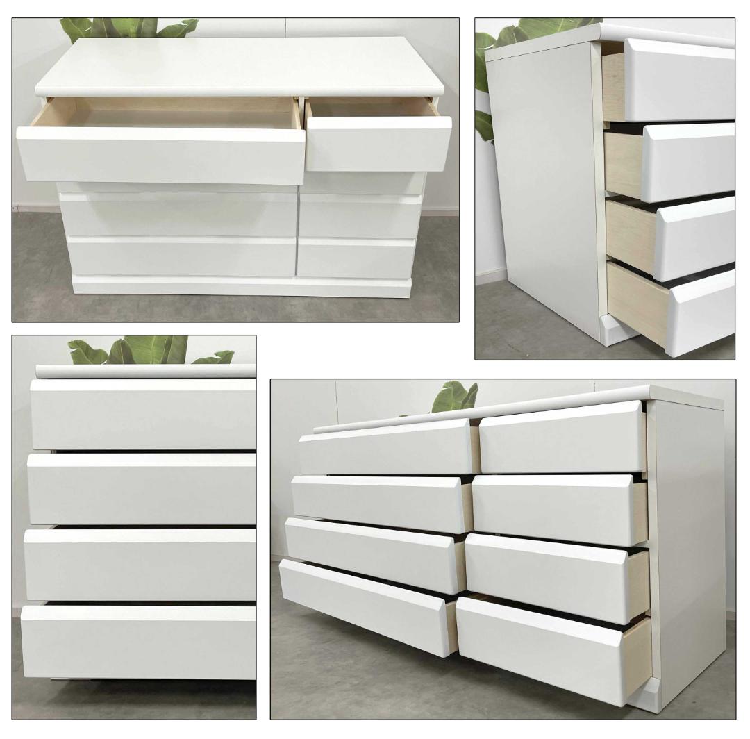 幅120cm ホワイトローチェスト リビング収納　ウッドチェスト大川家具 傷あり