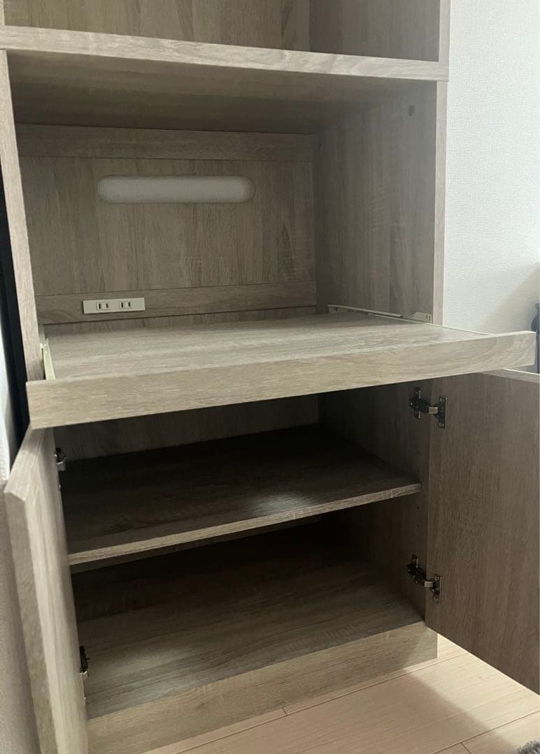 【KK】LOWYA 食器棚 レンジ台 オーク 組立済み