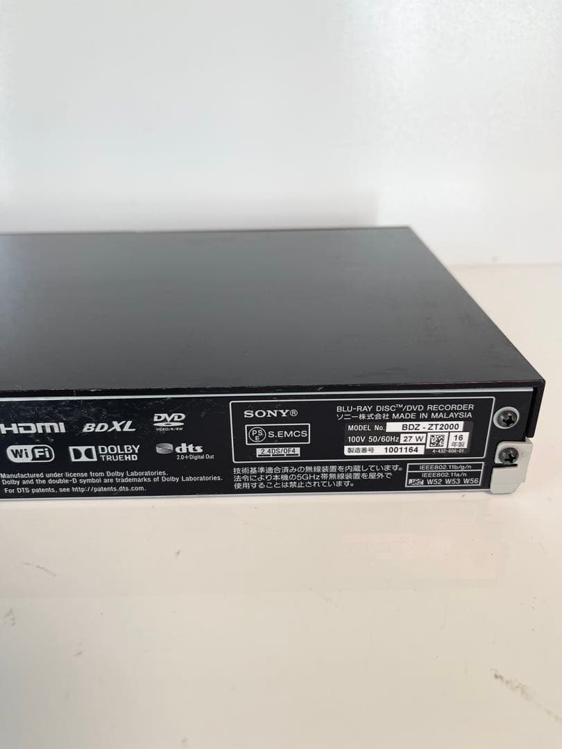 【ジャンク】SONY ブルーレイレコーダー BDZ-ZT2000 本体のみ