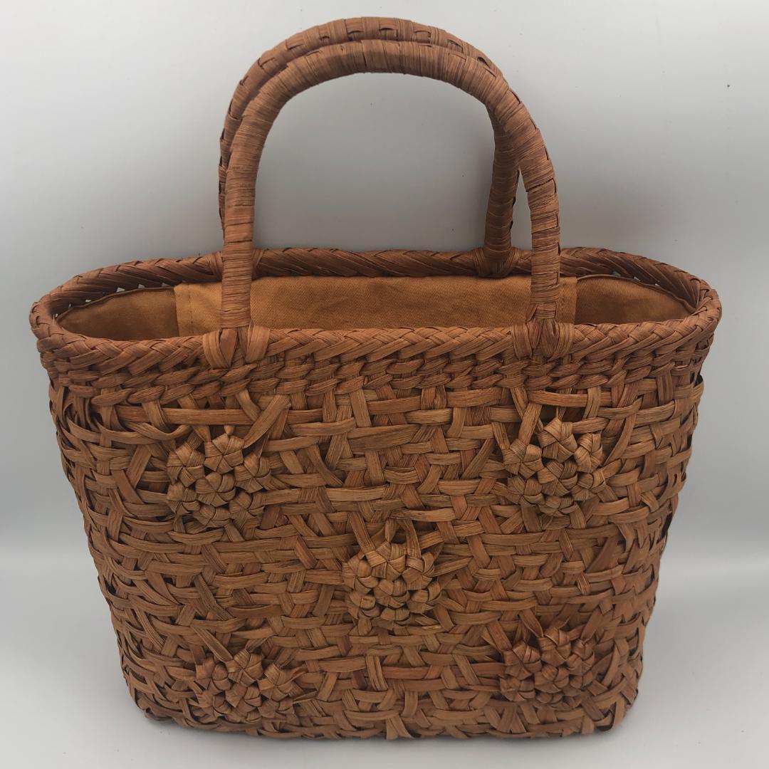 山葡萄バッグ　乱れ編み　花編み　内布付　新品　山ぶどう　籠バッグ　ハンドバッグ