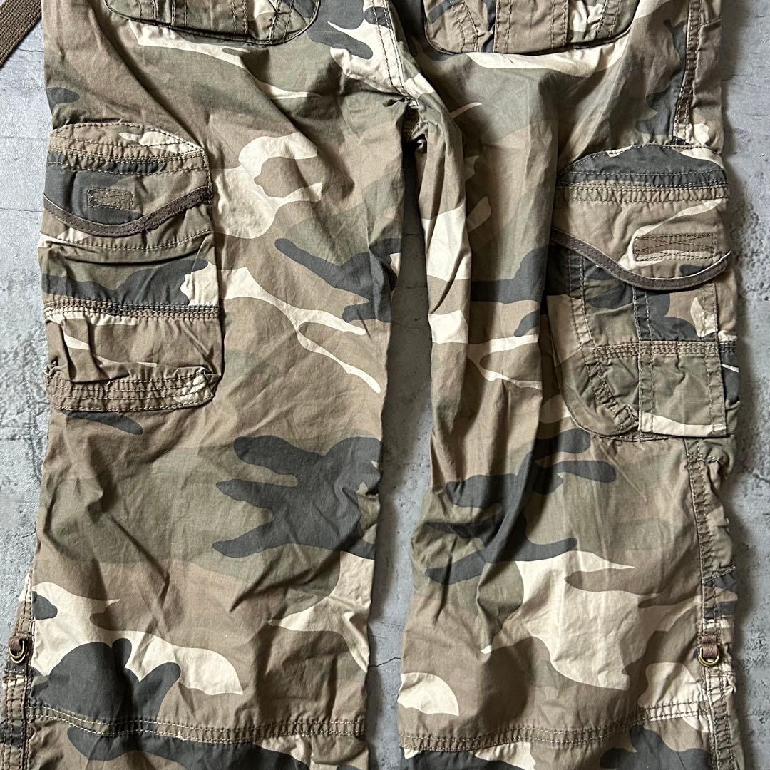 00s Y2K GOA ゴア 迷彩 パラシュートパンツ カーゴ サスペンダー