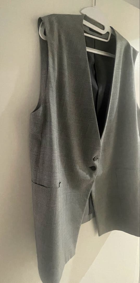 【美品】L'EQUIPE ストレッチグレンチェック ロングジレ