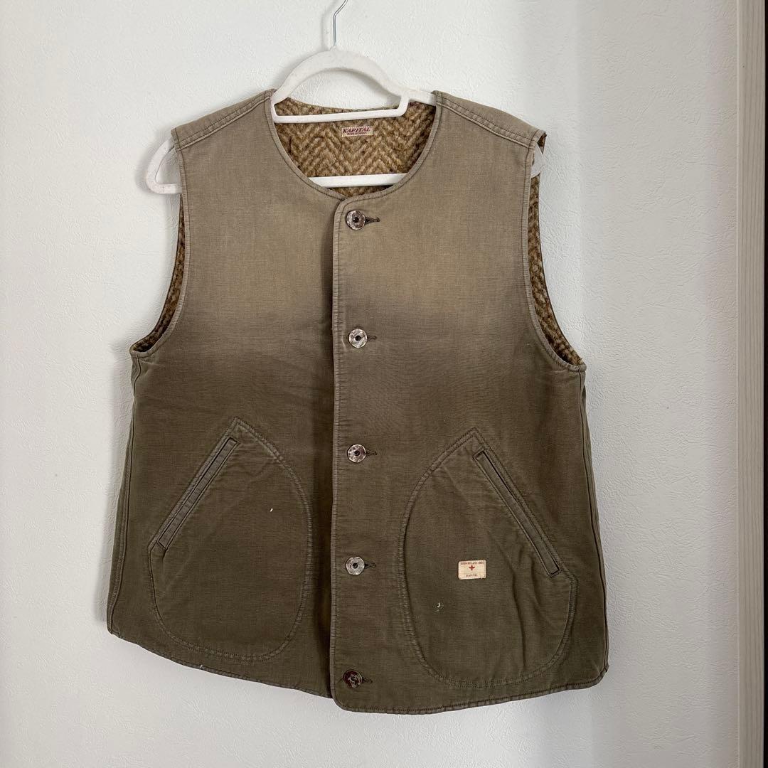 オリーブグリーン ツイードベスト