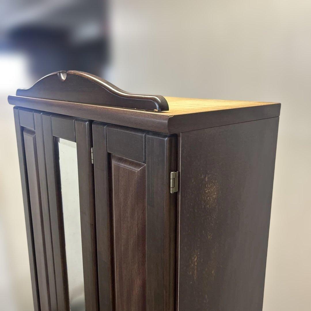 **ミラー付きの木製シューズボックス（下駄箱）カントリー　英国　丸脚