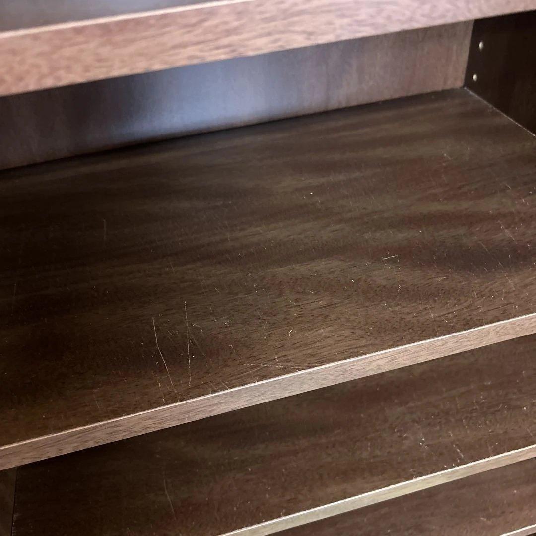 **ミラー付きの木製シューズボックス（下駄箱）カントリー　英国　丸脚