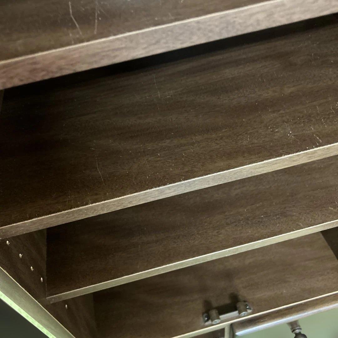 **ミラー付きの木製シューズボックス（下駄箱）カントリー　英国　丸脚