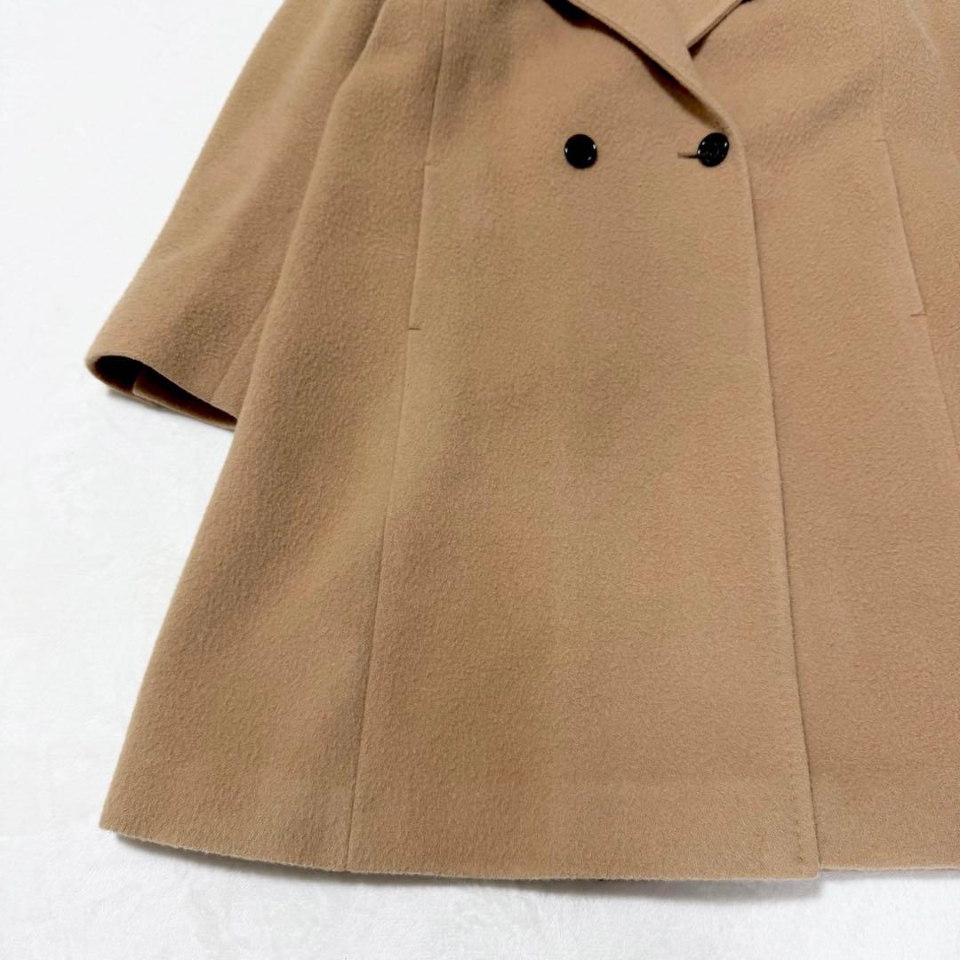 23区 アンゴラ ウール ロングコート ビーバーコート フード 38 キャメル