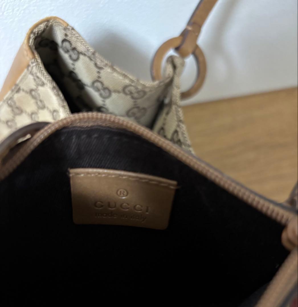 GUCCI レザーキャンバスバッグ