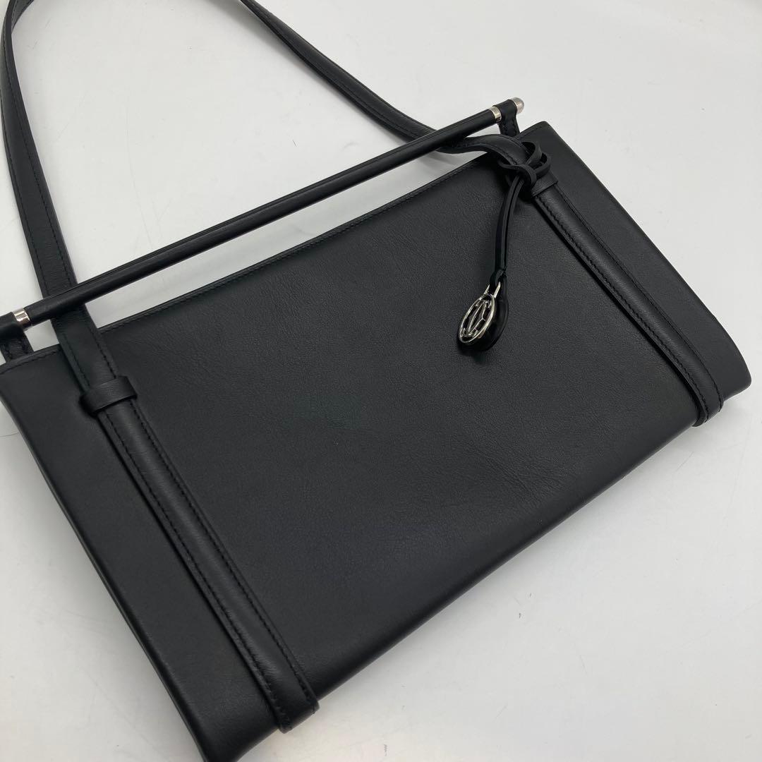 カルティエ カボション マスト ライン カーフスキン フォーマル ハンドバッグ