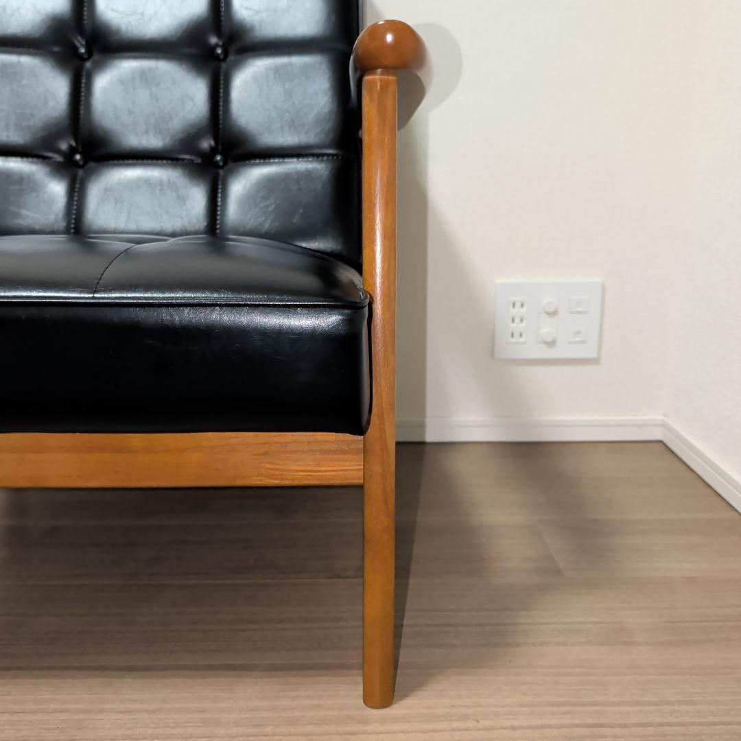 ※送料込み※美品【カリモク60】 Kチェア ソファ 1人掛け ブラック 合成皮革