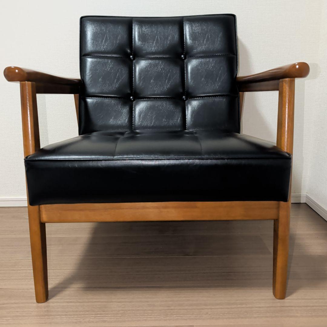 ※送料込み※美品【カリモク60】 Kチェア ソファ 1人掛け ブラック 合成皮革