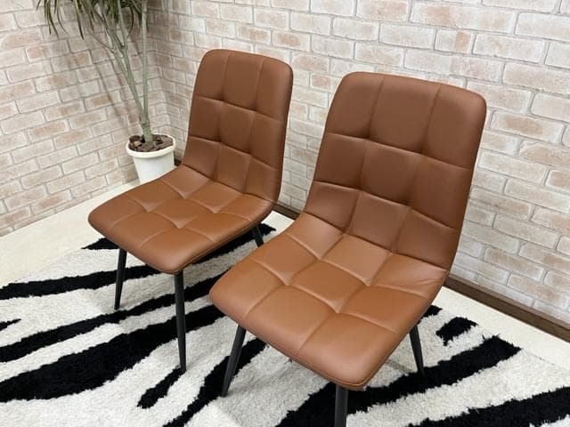 ダイニングチェア　２脚セット　ブラウン　新品