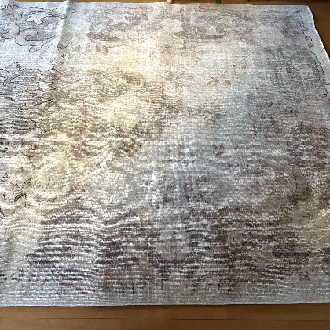 大判160×257 擦れシャビー　色むら　メダリオン　トルコヴィンテージラグ