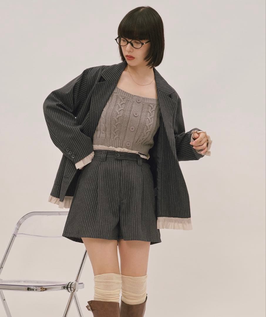 【最終値下げ】loin nuit フリルレイヤードデザインジャケット グレー