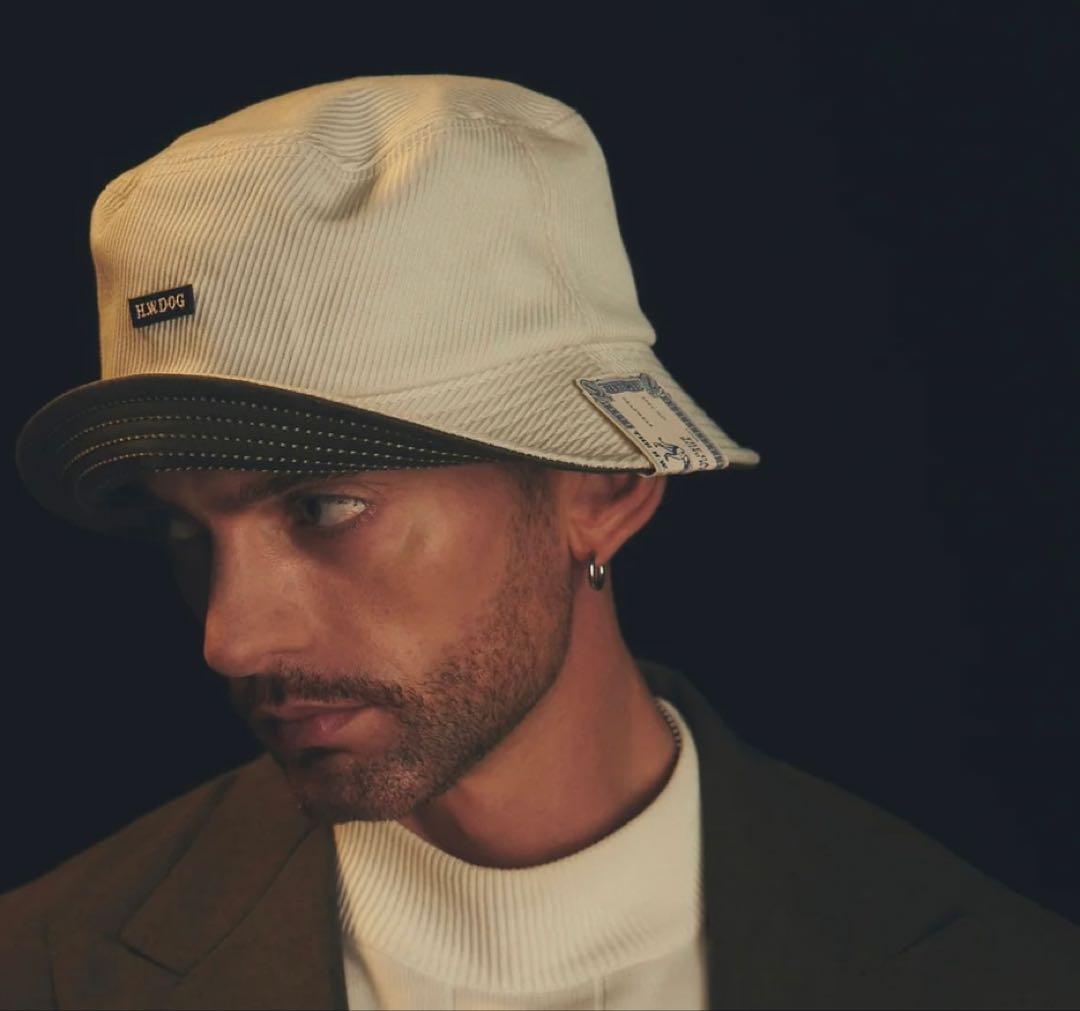 H.W.DOG コーデュロイ バケットハット ホワイト