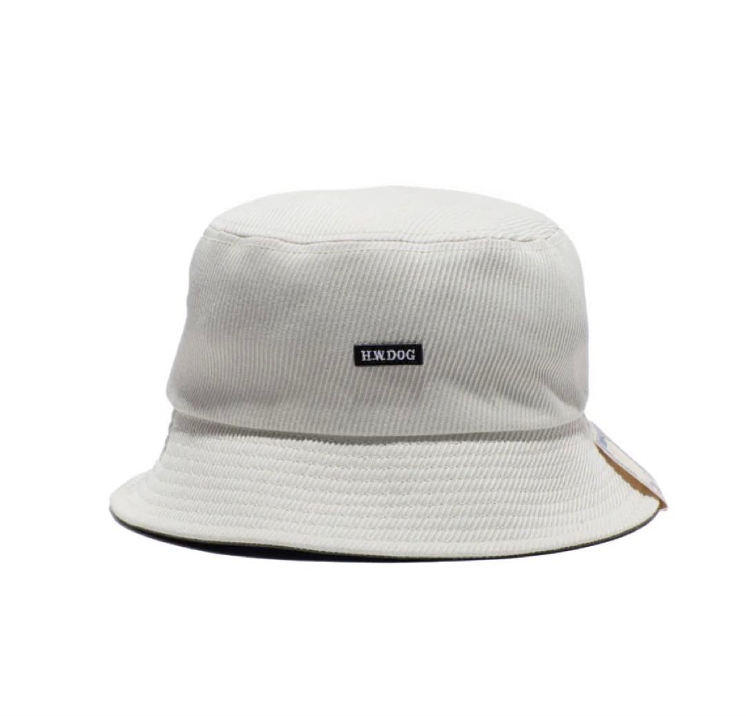 H.W.DOG コーデュロイ バケットハット ホワイト