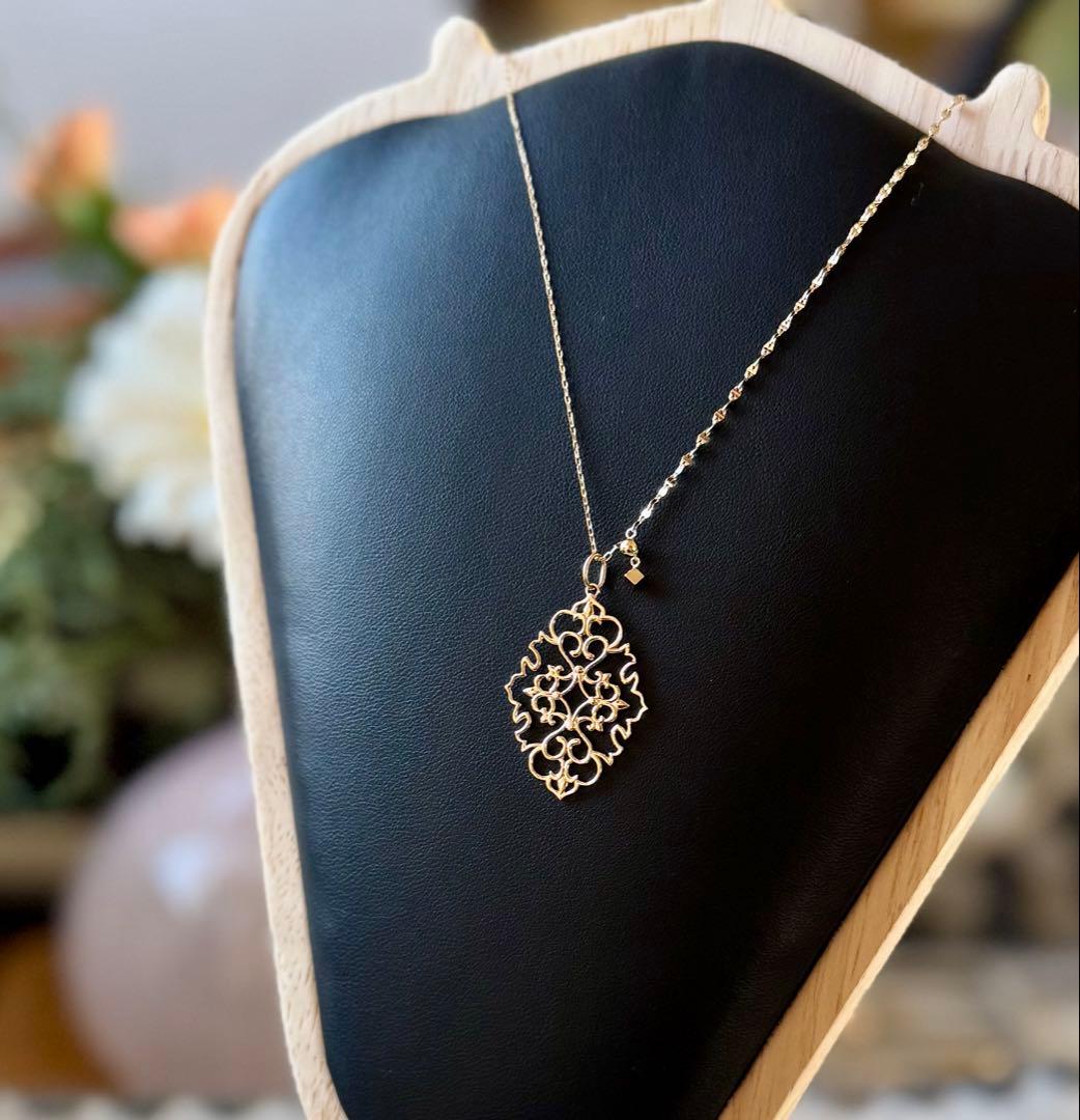 agete◆ジャスミン*K10*透かしネックレスチャーム*トップ*アガット