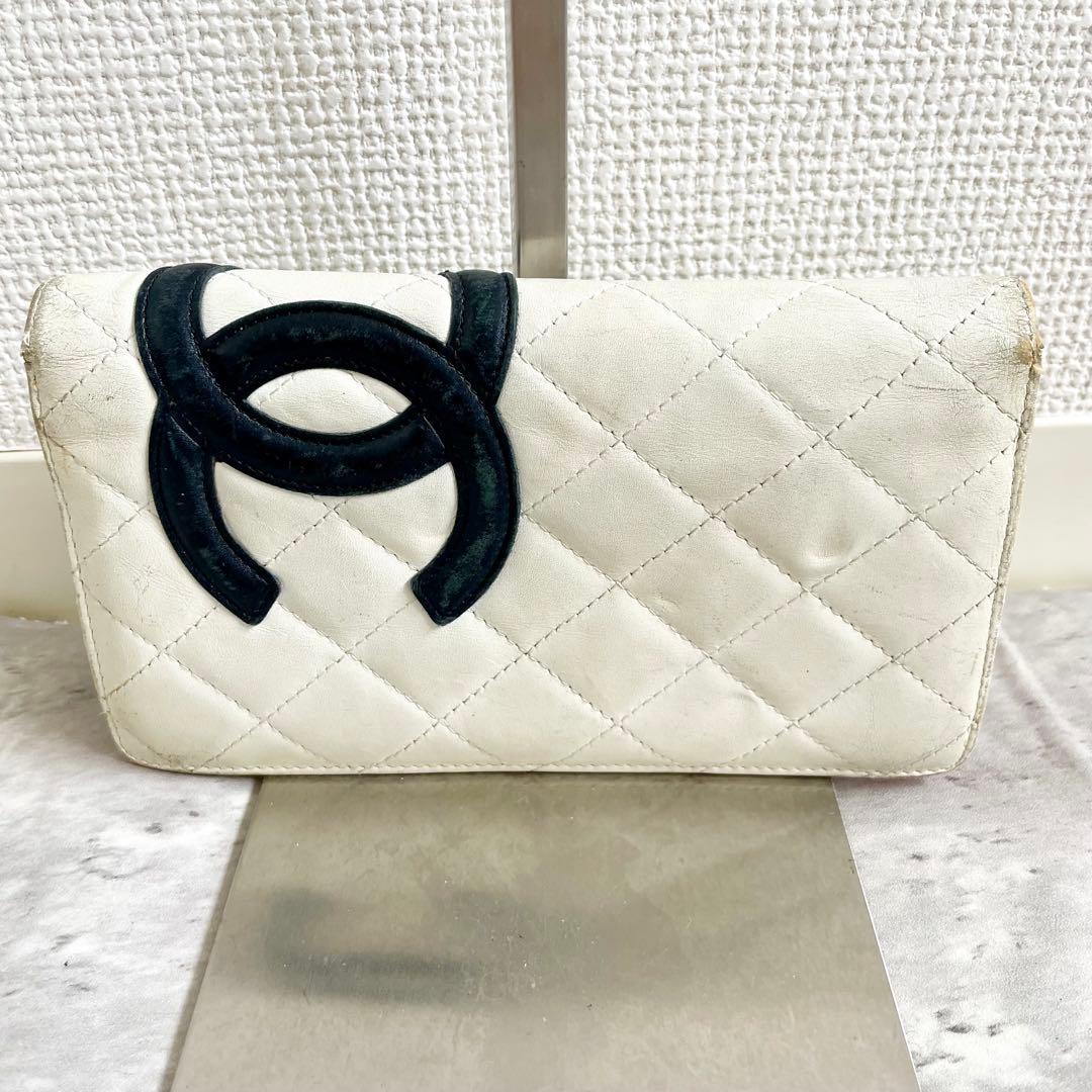 CHANEL カンボンライン 二つ折り 長財布 ココマーク ホワイト 白 希少