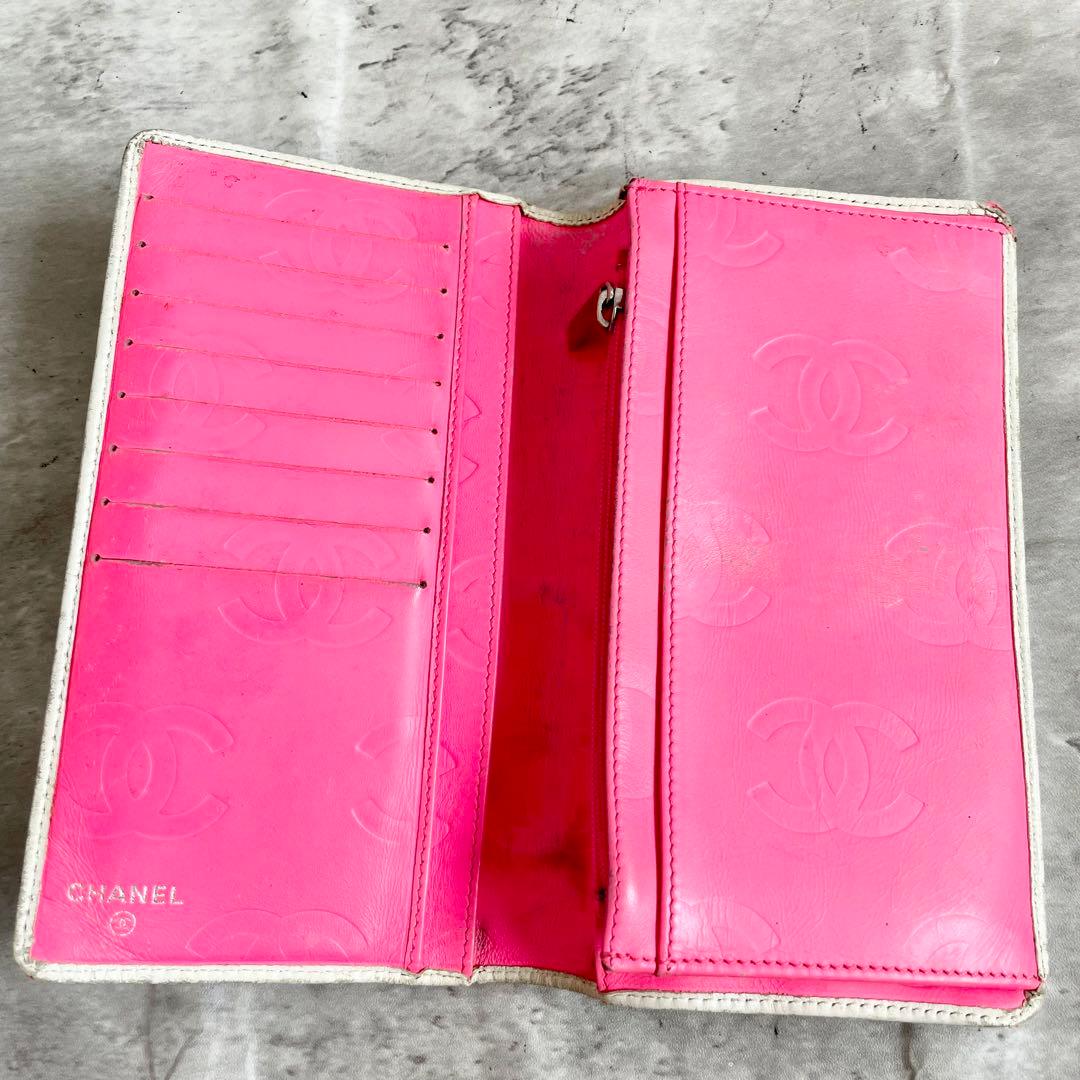 CHANEL カンボンライン 二つ折り 長財布 ココマーク ホワイト 白 希少