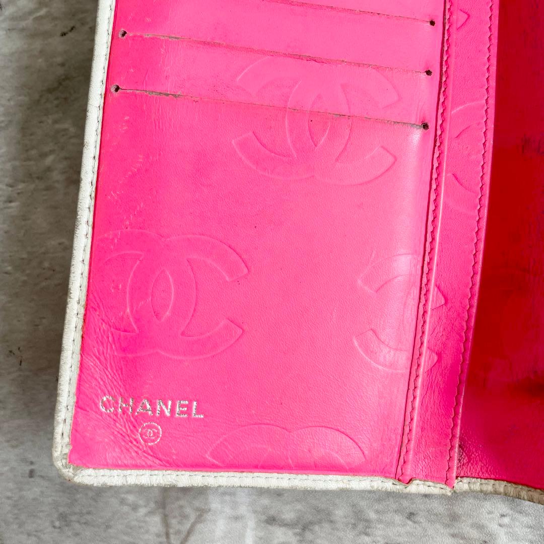 CHANEL カンボンライン 二つ折り 長財布 ココマーク ホワイト 白 希少