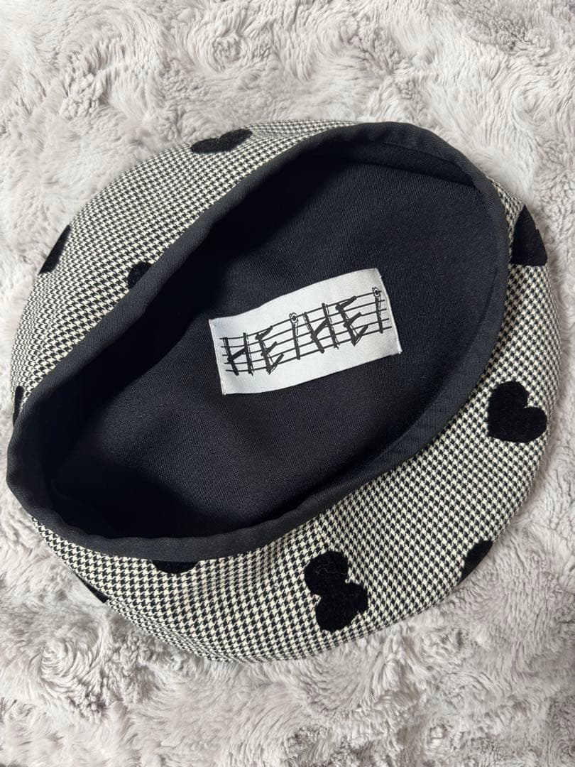 【HEIHEI】ヘイヘイ　ベレー帽　千鳥格子　黒