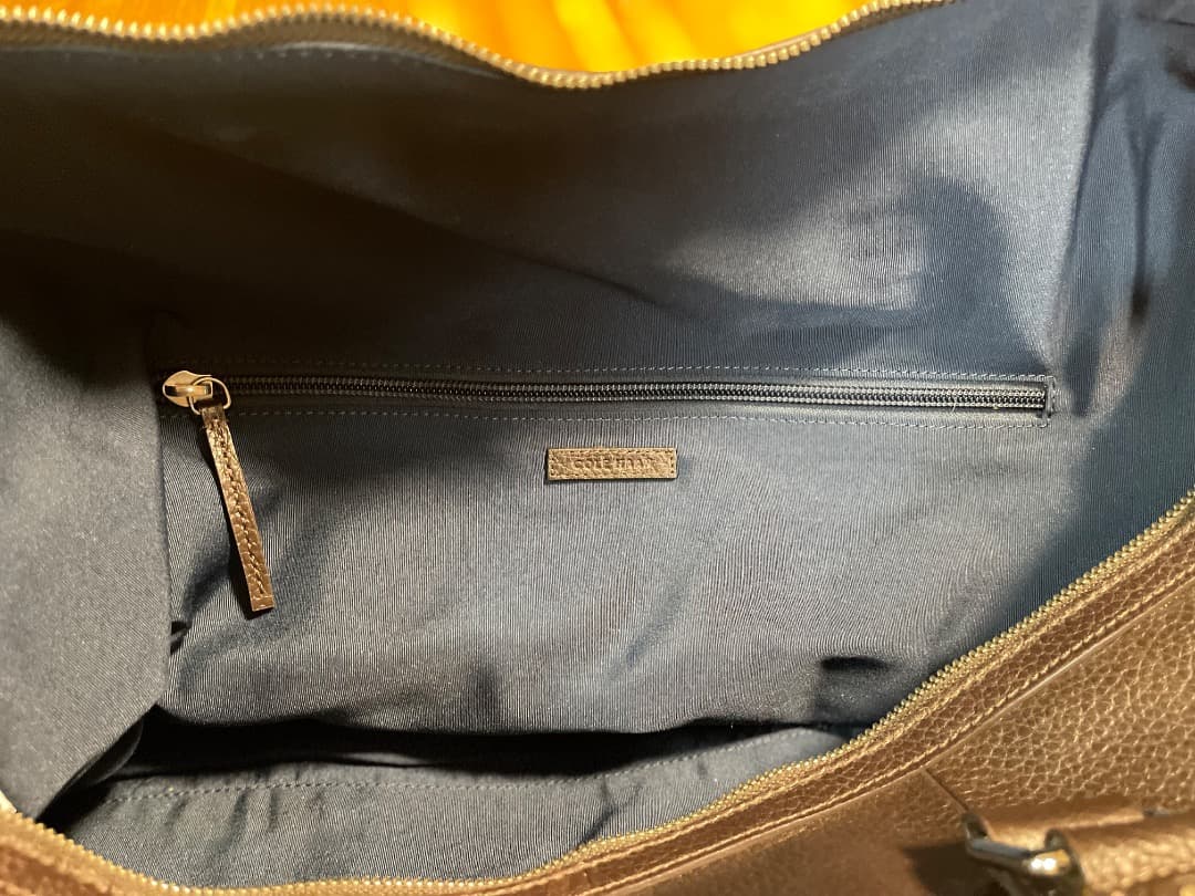 COLE HAAN ダークブラウン シボ革 ボストンバッグ