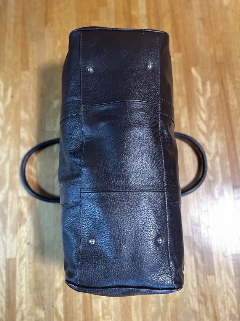 COLE HAAN ダークブラウン シボ革 ボストンバッグ